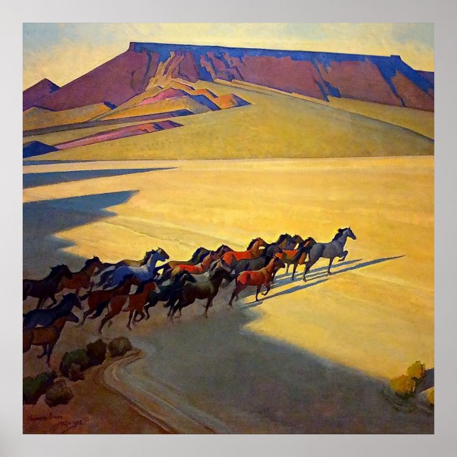 Poster "Chevaux sauvages du Nevada" par Maynard Dixon (Devant)