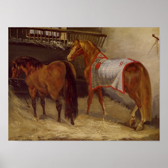 Poster Chevaux sur les tables (Devant)