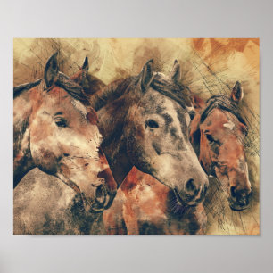 Poster Chevaux Thoroughbred Découpage Imprimer