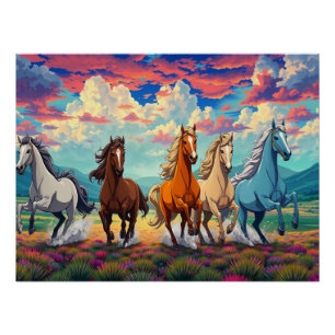 Poster Chevaux Vivés Courant Gratuitement