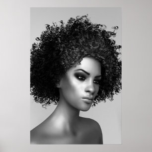 Poster Cheveux Afro Rendu 3D