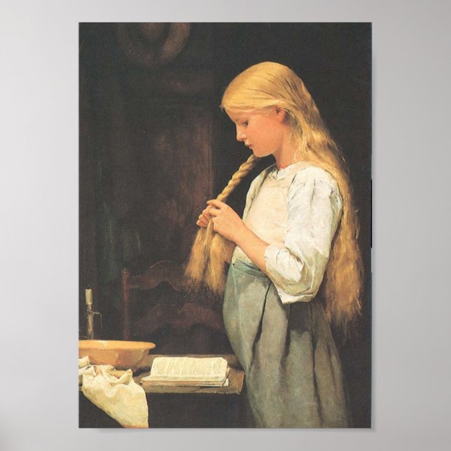 Poster Cheveux des filles tressage 1887 (Devant)