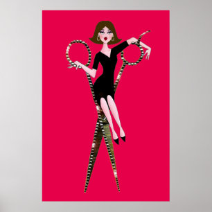 Poster "Cheveux Diva" /Avec Couleur Bckgr