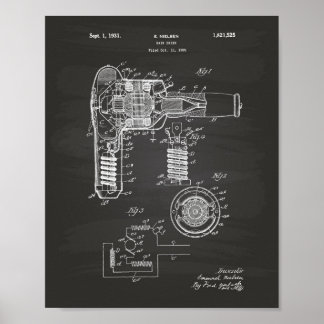 Poster Cheveux Drier 1929 Brevet Art Chalkboard