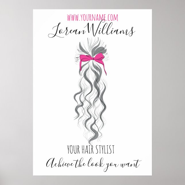 Poster cheveux longs ondulés avec un arc Hairstyling marq (Devant)