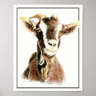 Poster Chèvre d'animal de ferme d'aquarelle