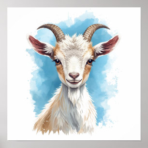 Poster Chèvre de bébé souriant