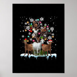 Poster Chèvre de Noël sur arbre Père Noël Chèvre Lover