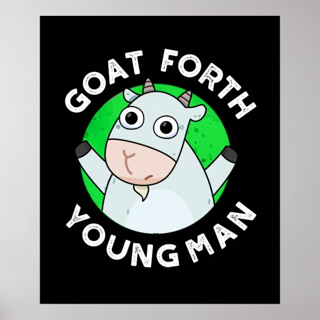 Poster Chèvre Forth Jeune Homme drôle Animal Pun Dark BG (Devant)