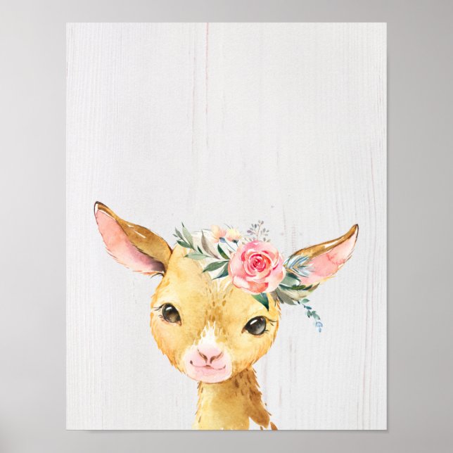 Poster Chevreau Floral Aquarelle (Devant)