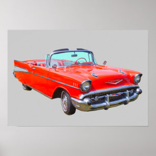 Poster Chevrolet Bel Air Convertible Antique Car 1957