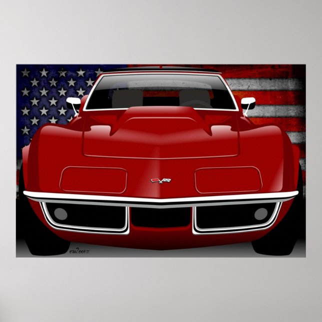 Poster Chevrolet Corvette C3 rouge (Devant)