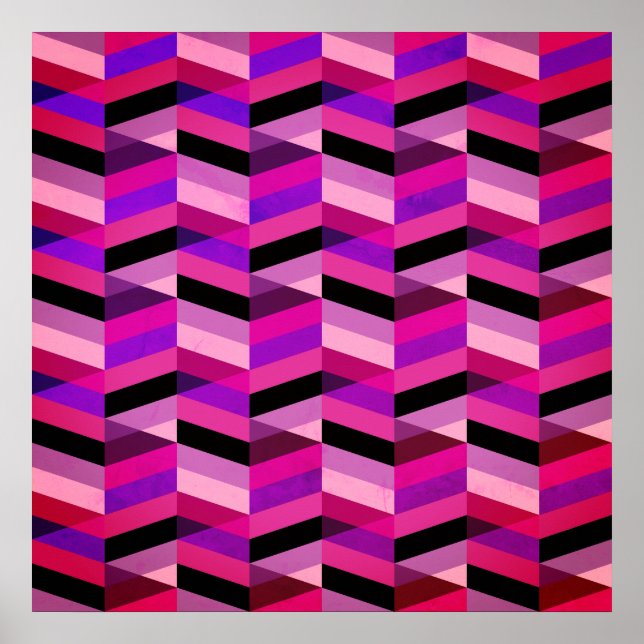 Poster Chevron Abstrait/Herringbone | Purples et violets (Devant)