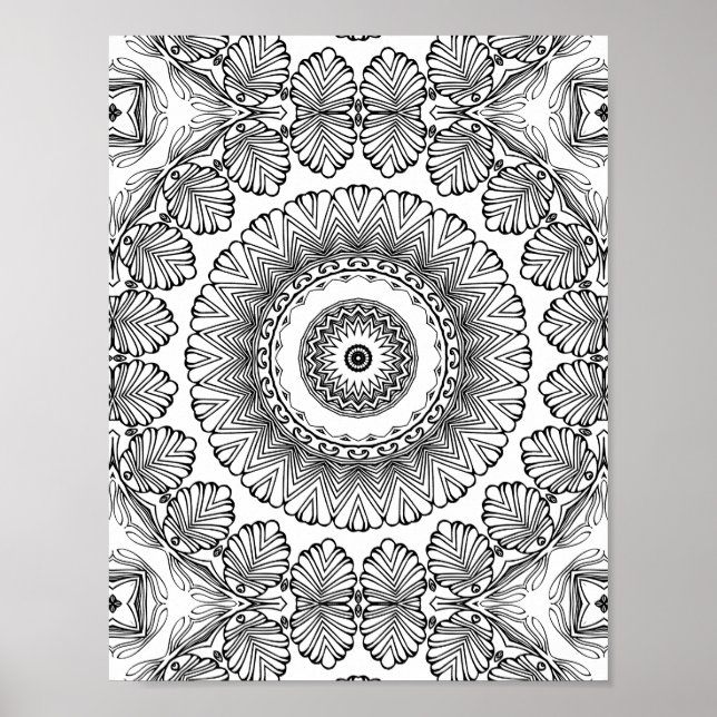 Poster Chevron Feuille Éclatement Coloriage Motif Illustr (Devant)