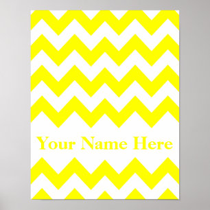 Poster Chevron jaune gras avec monogramme