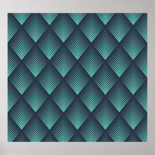 Poster Chevron Op-Art bleu néon.