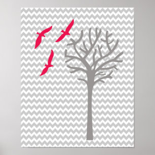 Poster Chevron rose gris bébé fille crèche art Imprimer