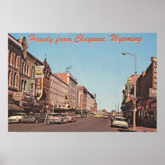 Poster Cheyenne Wyoming, Downtown View des années 1960