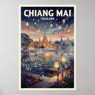 Poster Chiang Mai Thaïlande Voyage Rétro