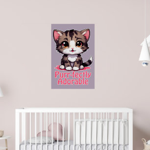 Poster Chibi Kawaii Kitten Purr parfaitement adorable en 