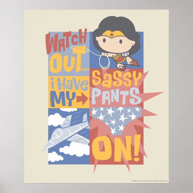 Poster Chibi Wonder Woman | J'Ai Mes Pantalons Sassy En T (Devant)