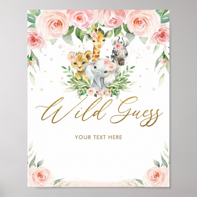 Poster Chic Animaux Jungle Rose Floral Wild Guess Jeu (Devant)