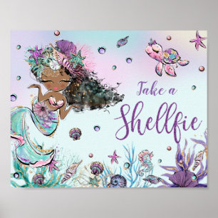 Poster Chic Anniversaire de Sirène Baby Shower Prenez une