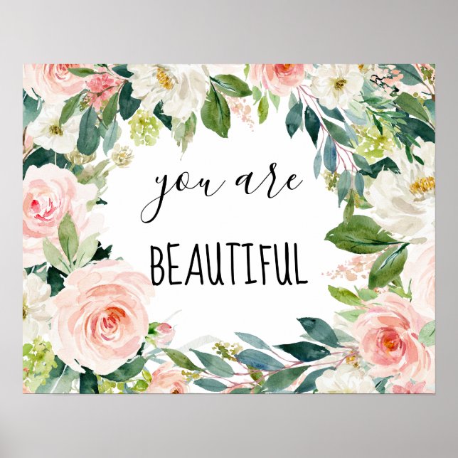 Poster Chic Aquarelle Floral Vous Êtes Beau (Devant)