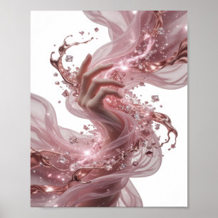 Poster Chic Argent ART ABSTRAIT Design Abstrait