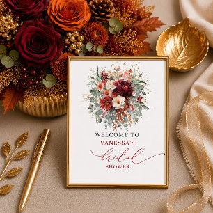 Poster Chic automne terre cuite boho douche de mariée des