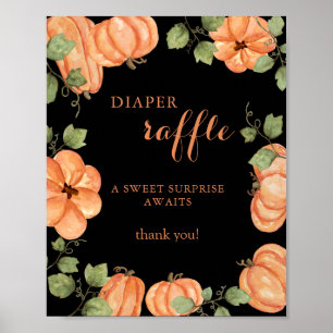 Poster Chic Black Fall Citrouille Baby shower Déchets Raf
