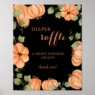 Poster Chic Black Fall Citrouille Baby shower Déchets Raf