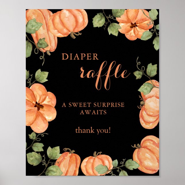 Poster Chic Black Fall Citrouille Baby shower Déchets Raf (Devant)