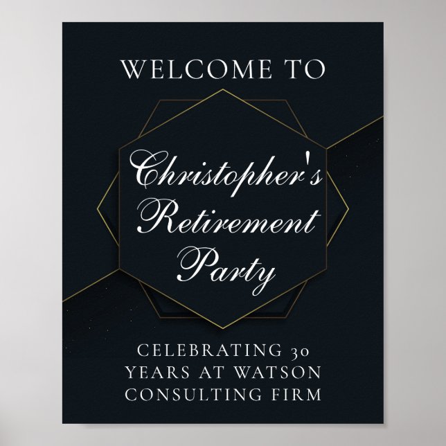 Poster Chic Black Gold Custom Retirement Party (Devant)
