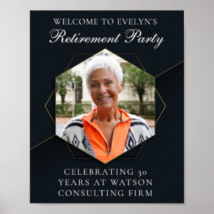 Poster Chic Black Gold Custom Retirement Party Photo
