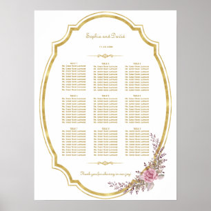 Poster Chic Blush Floral Gold Cadre de siège graphique