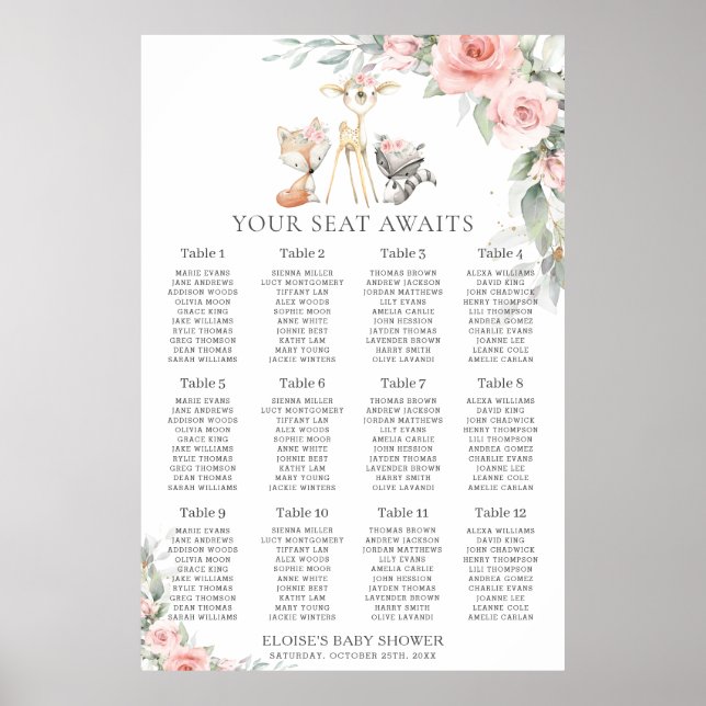 Poster Chic Blush Floral Woodland Greenering Graphique de (Devant)