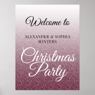 Poster Chic Bourgogne Parties scintillant Noël Accueil