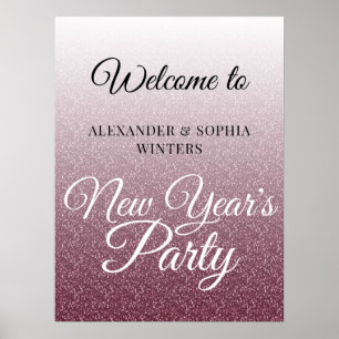 Poster Chic Bourgogne Parties scintillant Nouvel An Accue
