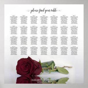 Poster Chic Bourgogne Rose 28 Table Mariage Carte de sièg