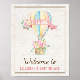 Poster Chic Chic Air Balloon Rose Floral Douche