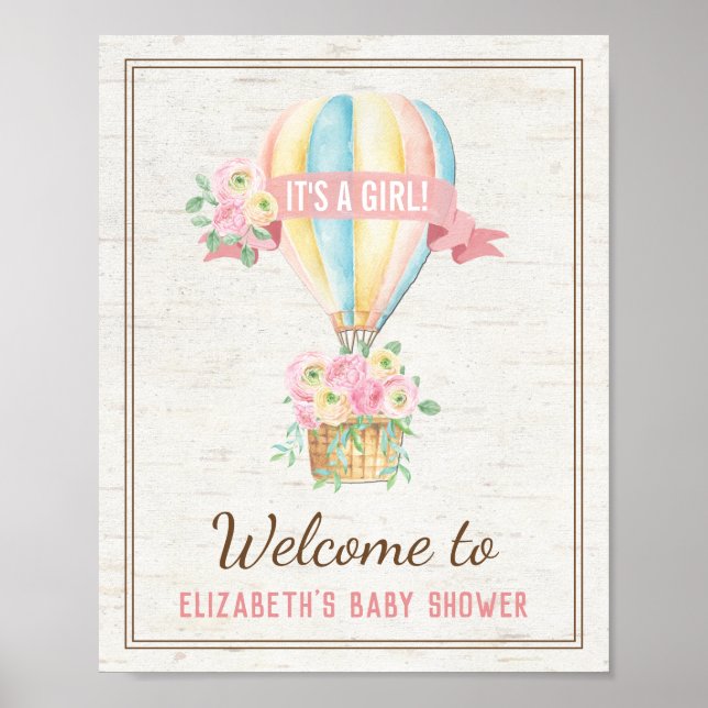 Poster Chic Chic Air Balloon Rose Floral Douche (Devant)