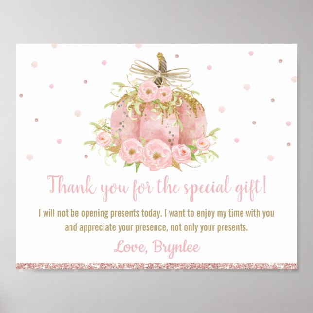 Poster Chic Citrouille rose Anniversaire ne sera pas ouvr (Devant)