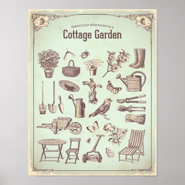 Poster chic de jardinage Shabby (Devant)