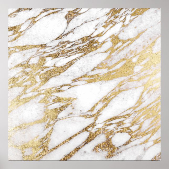 Poster Chic Elegant blanc et or marbre Motif (Devant)