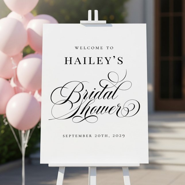 Poster Chic Elegant Personalized Bridal Shower Sign (Créateur téléchargé)