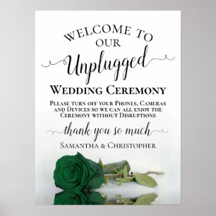 Poster Chic Emerald Green Rose Unplugged Mariage cérémoni