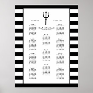 Poster Chic et large rayures MODERNE avec Mariage trident
