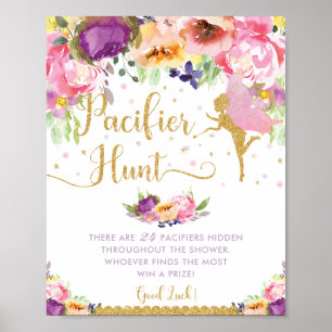 Poster Chic Fairy Purple Rose Floral Pacifier jeu de chas