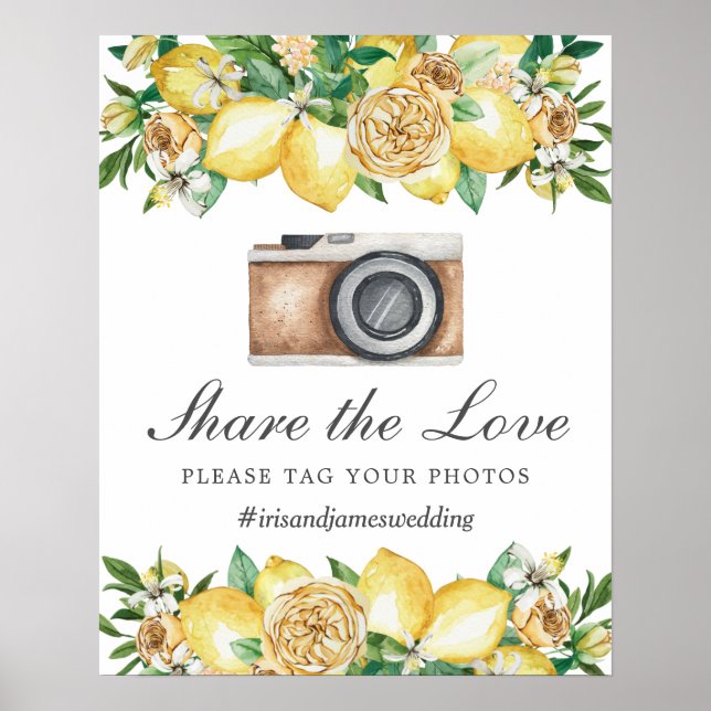 Poster Chic Fleur de Citron Partagez l'Amour Étiquette Ph (Devant)